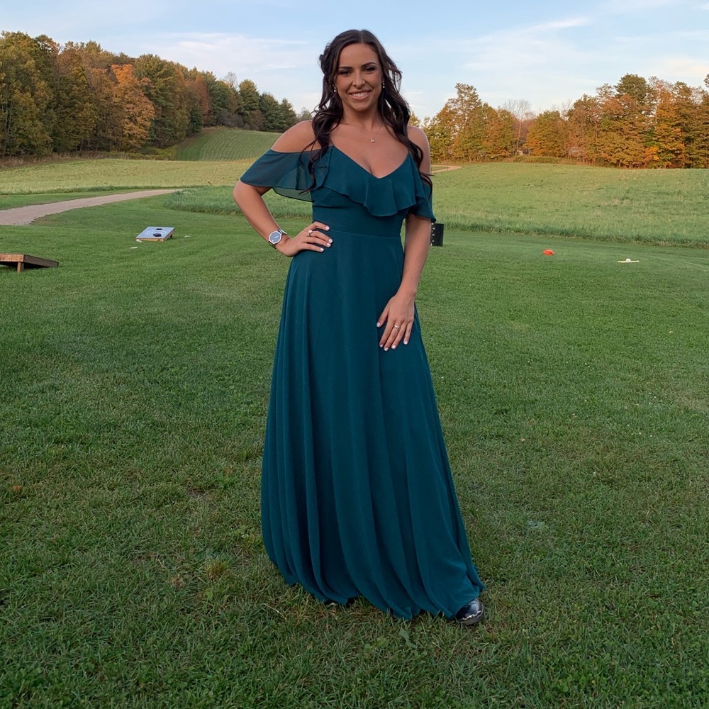 Green/Blue Off the Shoulder Dress